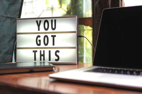 motivational desk sign lit up